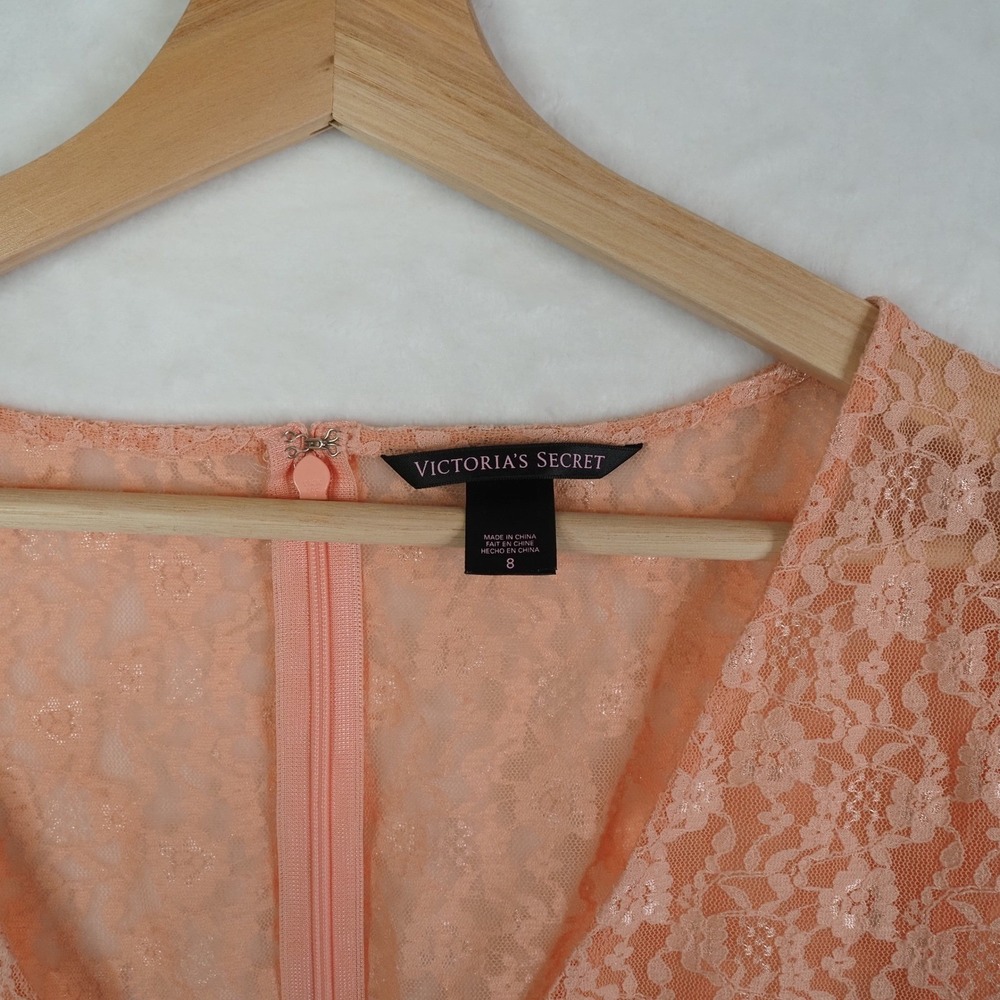 Victoria's Secret Womens Top 8 Peach Lace Sheer Wrap Soft Romantic Balletcore - Picture 4 of 7